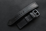 The House Of Straps | Horween Essex Black Full Stitch Leather Watch Strap