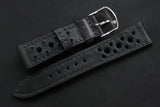 The House Of Straps | Horween Essex Black Racing Leather Watch Strap