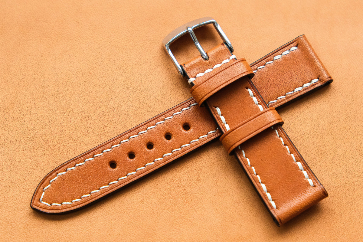 Wickett & Craig Bridle Tan Full Stitch Leather Watch Strap THE HOUSE