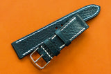 Italian Embossed Dark Blue Full Stitch Leather Watch Strap