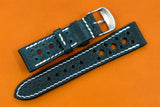 Italian Embossed Dark Blue Racing Leather Watch Strap