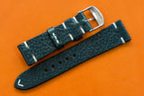 Italian Embossed Dark Blue Side Stitch Leather Watch Strap