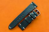 Italian Embossed Dark Blue Side Stitch Leather Watch Strap