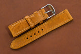 Italian Textured Brown Full Stitch Leather Watch Strap