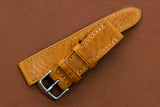Italian Textured Brown Full Stitch Leather Watch Strap