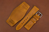 Italian Textured Brown Full Stitch Leather Bund Watch Strap