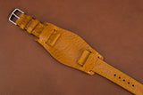 Italian Textured Brown Full Stitch Leather Bund Watch Strap