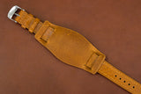 Italian Textured Brown Full Stitch Leather Bund Watch Strap