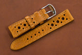 Italian Textured Brown Racing Leather Watch Strap