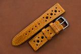 Italian Textured Brown Racing Leather Watch Strap