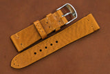 Italian Textured Brown Side Stitch Leather Watch Strap