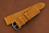 Italian Textured Brown Side Stitch Leather Watch Strap