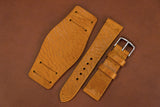 Italian Textured Brown Side Stitch Leather Bund Watch Strap