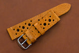 Italian Textured Brown Unlined Racing Leather Watch Strap