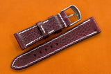 Italian Embossed Burgundy Full Stitch Leather Watch Strap