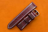 Italian Embossed Burgundy Full Stitch Leather Watch Strap