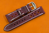 Italian Embossed Burgundy Racing Leather Watch Strap