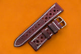 Italian Embossed Burgundy Racing Leather Watch Strap