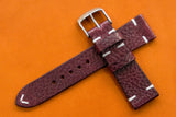 Italian Embossed Burgundy Side Stitch Leather Watch Strap
