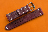 Italian Embossed Burgundy Side Stitch Leather Watch Strap