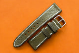 Italian Embossed Olive Green Full Stitch Leather Watch Strap
