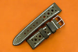 Italian Embossed Olive Green Racing Leather Watch Strap