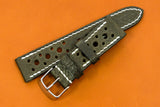 Italian Embossed Olive Green Racing Leather Watch Strap