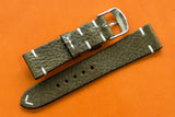 Italian Embossed Olive Green Side Stitch Leather Watch Strap