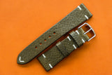 Italian Embossed Olive Green Side Stitch Leather Watch Strap