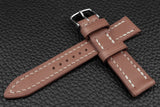Italian Salmon Pink Full Stitch Leather Watch Strap