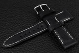 Italian Black Half Padded Leather Watch Strap