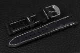Italian Black Half Padded Leather Watch Strap