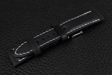 Italian Black Half Padded Leather Watch Strap