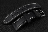 Italian Black Half Padded Leather Watch Strap