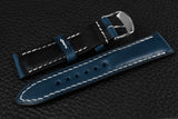 Italian Blue Half Padded Leather Watch Strap