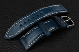 Italian Blue Half Padded Leather Watch Strap