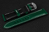 Italian Green Half Padded Leather Watch Strap