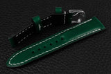 Italian Green Half Padded Leather Watch Strap