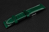 Italian Green Half Padded Leather Watch Strap