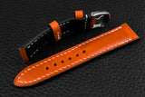 Italian Orange Half Padded Leather Watch Strap