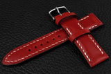 Italian Red Half Padded Leather Watch Strap
