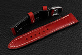 Italian Red Half Padded Leather Watch Strap