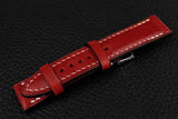 Italian Red Half Padded Leather Watch Strap