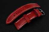 Italian Red Half Padded Leather Watch Strap