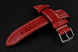 Italian Red Half Padded Leather Watch Strap