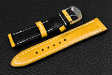 Italian Yellow Half Padded Leather Watch Strap