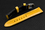 Italian Yellow Half Padded Leather Watch Strap