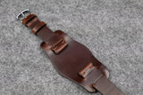 Horween Chromexcel Brown Unlined Side Stitch Leather Bund Watch Strap