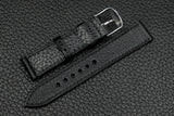 Chevre Black Full Stitch Leather Watch Strap