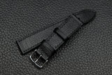 Chevre Black Full Stitch Leather Watch Strap